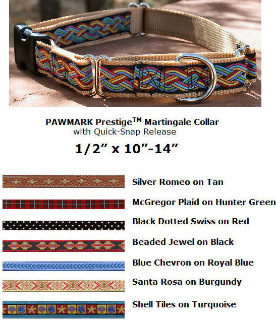 Pawmark Prestige Fabric Martingale Collars 1/2"